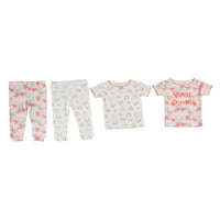Cutie Pie Dreamers Baby Girl & Toddler Girl uske pamučne pidžame za spavanje, veličine mjeseci-4t