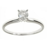 Arista Carat T. W. okrugli bijeli dijamant pasijans prsten od 14k bijelog zlata