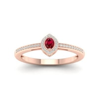 Carski dragi kamen 10k ružičasto zlato Markiza izrezana Ruby 1 10ct TW Diamond Halo ženski prsten