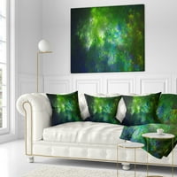 Designart Green Fraktalno nebo sa Blur zvijezdama - apstraktni jastuk za bacanje - 16x16