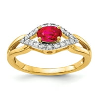 Primal Gold Karat žuti zlatni dijamant i rubin prsten