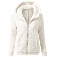 Ženska Plus size Fleece Zip jakna - Čvrsta dukseva dugih rukava Ležerne i zimske bijele ženske dukseve vrhunske