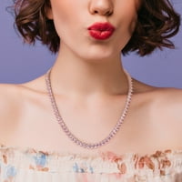 Miabella ženski karat T. G. W. teniska ogrlica od ružičastog safira od srebra u obliku srca