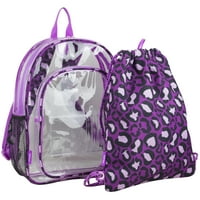 Gorivo Clear ruksak i cinch Sling paket Set, Clear Purple Leopard