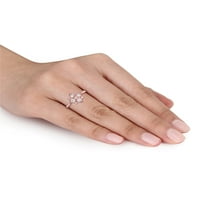 Miabella Carat T. W. dijamant 14k cvjetni prsten od ružičastog zlata