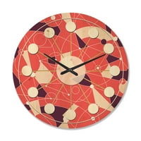 Designart 'Geometric Retro Grid I' Mid-Century Modern Wood Wall Clock