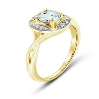 0. Carat t.g.w. Aquamarine dragulja i bijeli dijamantski naglasak zlato preko srebrni prsten od sterlinga