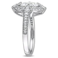 Miabella 1-karat T. G. W. stvorio bijeli safir i karat T. W. dijamantski srebrni zaručnički prsten