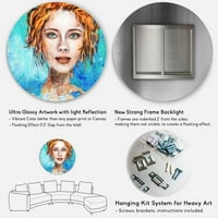 Designart' A Woman Face with Red Hair And Green Eyes ' Modern Circle Metal Wall Art-disk of 29