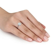 Miabella ženski karat T. G. W. akvamarin i karat T. W. dijamantski srebrni oreol prsten