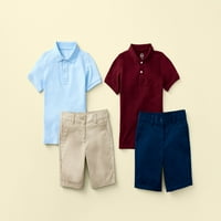 Školska uniforma za dječake Wonder Nation Pique Polo majice sa kratkim rukavima, 2 pakovanja, veličine 4