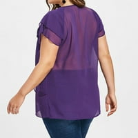 DTIDTPE Plus veličine za žene Ženska majica šifona casual kratki rukav plus veličina čvrsti rufffeles bluza