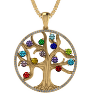 Nana majke Drvo života rodni kamen ogrlica & CZ okvir ženski odrasli u žutom pozlaćenom kamenu 5