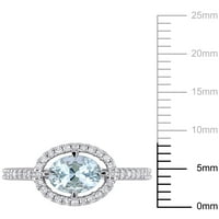 Miabella ženski karat ovalno rezani T. G. W. citrin karat T. W. dijamant 10kt oreol prsten od bijelog zlata
