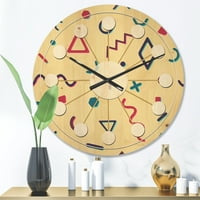 Designart 'Abstract Retro Pattern Design IX' Mid-Century Modern Wood Wall Clock