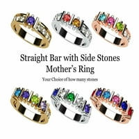 Nana ravno Bar W strani CZ odrasle ženski majke dan prsten 1-kamen, srebra-Veličina 11-Stone6