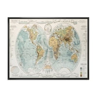 PROIZVODNJA Drevna mapa sveta II Rustikalni uokvireni platneni zidni otisak