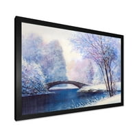 Most reke za meandering sa zimskim krajolikom III uokvirenog slikarskog platna Art Print