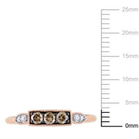 Carat T. W. braon i bijeli dijamant 10k ružičasto zlato Vintage prsten za obećanje
