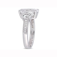 3-Carat T. G. W. stvorio bijeli safir i dijamant-Accent 10kt bijeli Zlatni trostrani zaručnički prsten