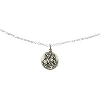 Primal Silver Sterling Silver Antiqued Saint George medalja na kablovskom lancu