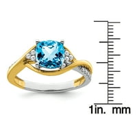 Primal Gold Karat dvobojni jastuk plavi Topaz i dijamantski prsten