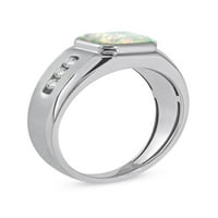 Imperial dragi kamen Sterling Silver Emerald Cut stvorio Opal i stvorio bijeli safir muški prsten