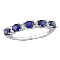 1-karat T. G. W. stvorio plavi safir i stvorio bijeli safir Sterling srebrni prsten