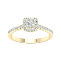 Imperial Ct TDW princeza dijamantski Halo verenički prsten od 10k žutog zlata