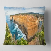 Designart stijene i vegetacija plaže Victoria - jastuk za bacanje morskog pejzaža-18x18