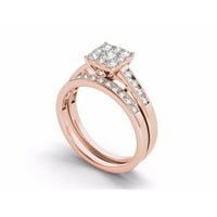 Carat T. W. Diamond 10kt Set Zaručničkog prstena u obliku jastuka od ružičastog zlata