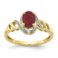 Primal Gold Karat žuti zlatni Rubin i dijamantski prsten