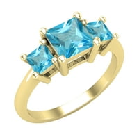DazzlingRock kolekcija Princess Blue Topaz Kamen zaručni prsten za žene u 10k žuto zlato, veličina 7.5