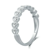 Forever Bride Carat T. W. okrugli dijamant Pave-Set srca obećavaju prsten u srebru