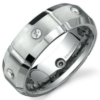Muški zakošeni rub kubni cirkonij Comfort Fit volfram prsten za vjenčanje