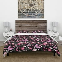 Designart' Pink Stilizovani Cvetovi I Leptiri ' Floral Poplun Cover Set