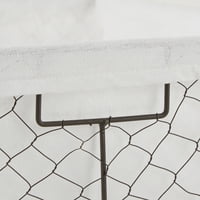 Srednje vintage siva pileća žica izbijeljena bijela košarica