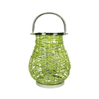18,5 moderna zelena dekorativna tkana gvozdena lampa za sveće sa staklenim uraganom