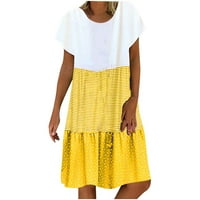 Qilakog Moda ljetna ženska haljina casual labava strip tat rever pune suknje za patchwork V-izrez kratke