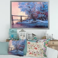 Most reke u meandering sa zimskim krajolikom Uramljeno slikanje platna Art Print