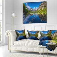 Designart Bohinjsko jezero u Nacionalnom parku Triglav - pejzažni štampani jastuk - 16x16