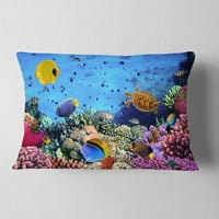 Dizajnerska ravna kolonija i koraljne ribe - jastuk za bacanje mora - 12x20