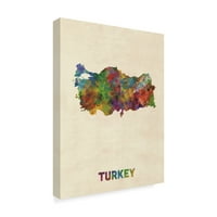 Zaštitni znak likovne umjetnosti' Turska akvarelna karta ' platnena Umjetnost Michaela Tompsetta