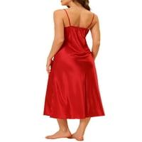 Jedinstvena ponuda ženska satenska pidžama V izrez seksi Noćna haljina meka Midi Lounge haljina