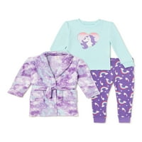 Wonder Nation komplet pidžama i ogrtača za djevojčice i djevojčice, 3 komada