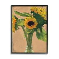 Stupell Industries rumenilo Suncokretovih stabljika vaza za cvijeće staklena boca slike Crni uokvireni umjetnički