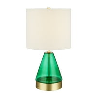 Cresswell rasvjeta zeleno staklo, Mesingana završna staklena stolna lampa 18 H, uključena LED sijalica