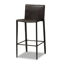 Baxton Studio Malcom moderna i savremena smeđa kožna tapecirana stolica za 4-komad