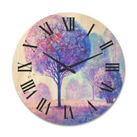 Designart 'šareno drveće Abtract Impression II' tradicionalni drveni zidni sat