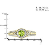 JewelersClub Peridot Prsten Birthstone Nakit-0. Karatni Peridot 14k pozlaćeni srebrni prsten nakit sa bijelim